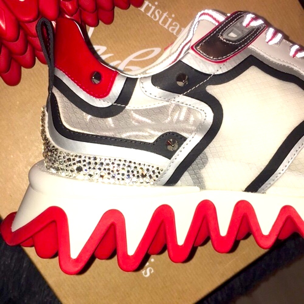 BNIB Christian Louboutin Sharkina Strass Spike Sneakers - Picture 10 of 15